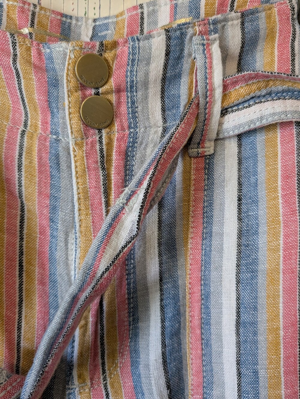 Seven7 Wide Leg Striped Linen Crop Pants - Picture 3 of 10